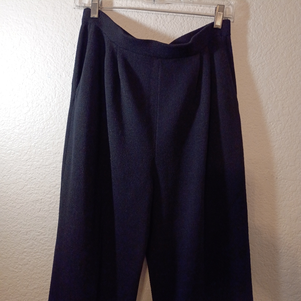 St. John Collection By Marie Gray Size 10 Elegant Black Wide-Leg Trousers